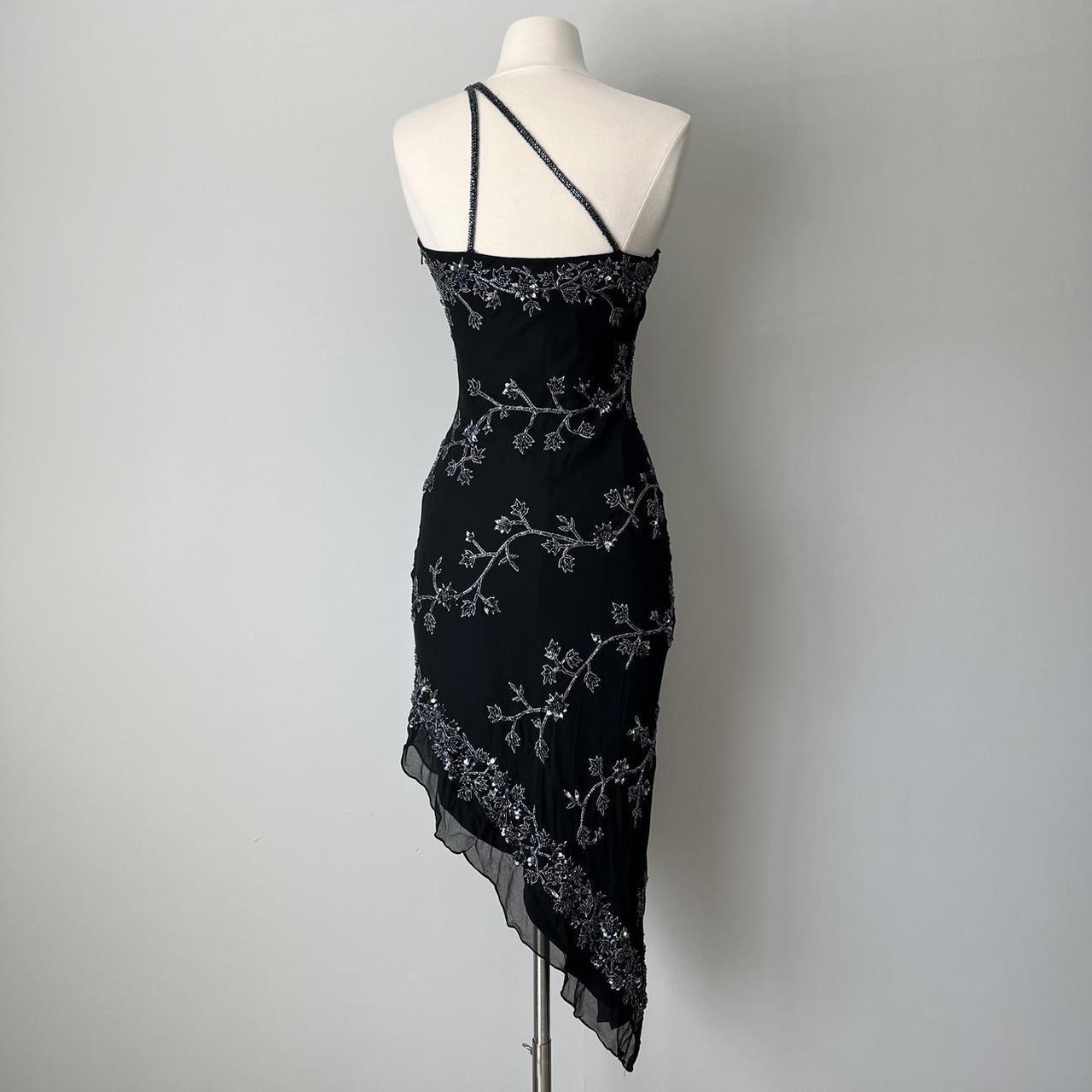 Black and Silver Vintage Gorgeous Elegant Exquisite Beaded Long Chiffon Sequin Asymmetric Skirt Dress Homecoming Dress Prom Dress Evening Dress Party Dress gh4123