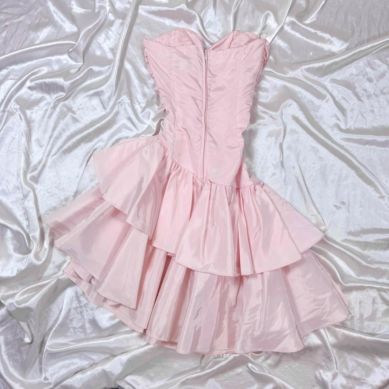 Robe de bal courte en satin rose à volants, robe de soirée, robe de soirée, gh4599