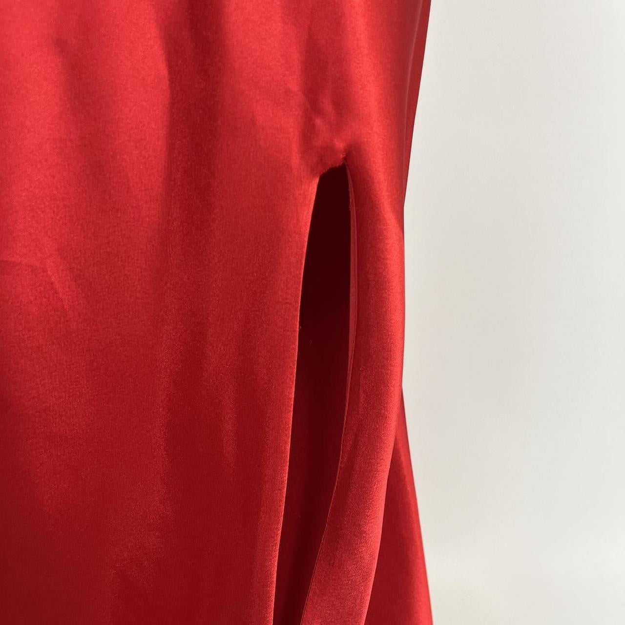 Rot schöne elegante Mode exquisite Perlen Spaghetti-Trägern lange Satin Schlitz Ballkleid Abendkleid Partykleid gh3542
