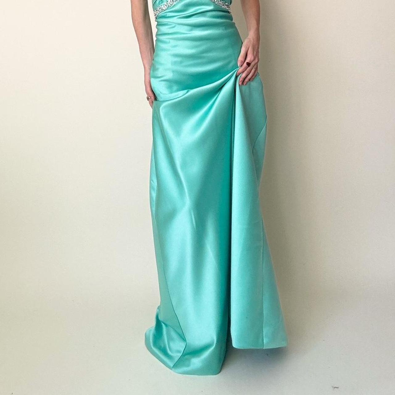 Robe de bal de fin d'année en strass bleu Tiffany, robe de soirée gh4591