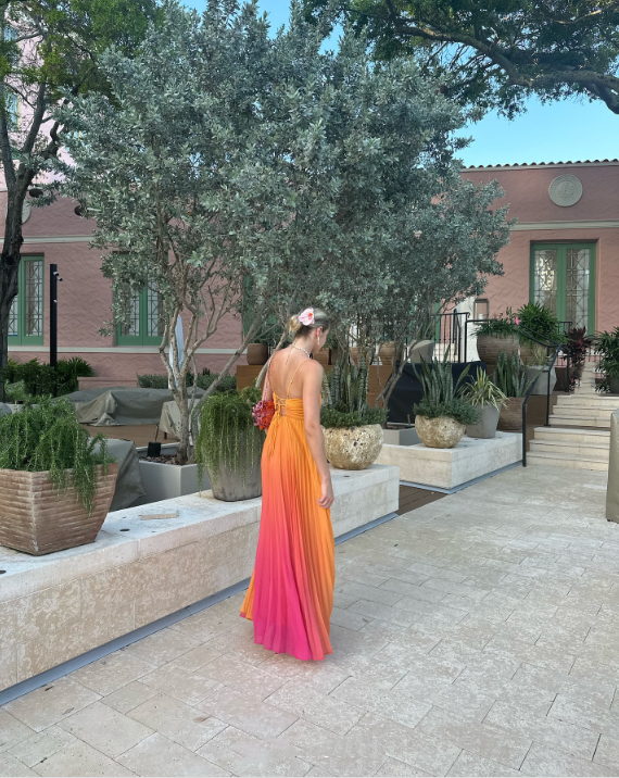 Orange und gelb mode gradienten lange chiffon ballkleid abendkleid reise urlaub strand party kleid gh4825