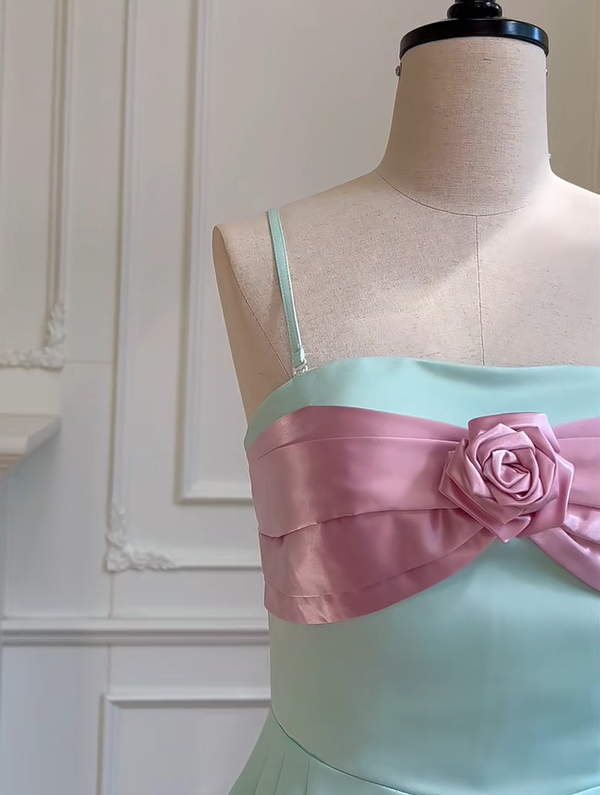 Girlhomeshops - Grünes süßes kurzes Satin-Heimkehrkleid, Geburtstagspartykleid, gh5100