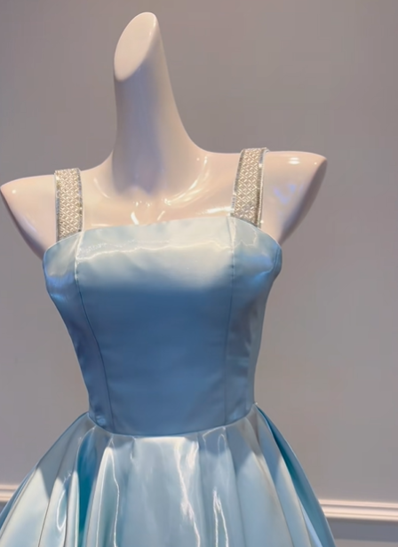 girlhomeshops-Grünes eisblaues langes formelles Satinkleid gh6303