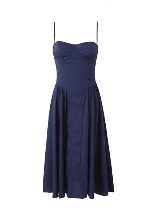 Französisches Retro-Kleid mit eckigem Ausschnitt, dreidimensionalem Stahldraht-Design, taillierter Passform, plissiertem Unterkleid, knielangem Kleid 11356