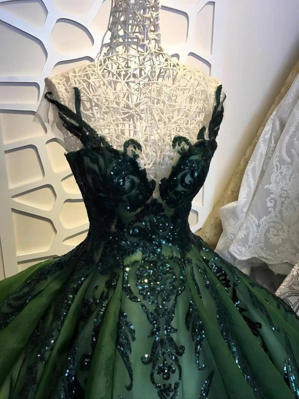 Robe de soirée longue en tulle pailleté, verte, rétro, brillante, épaules dénudées, robe de bal, robe de soirée, robe de remise de diplôme, robe de cérémonie pour adultes, gh3610
