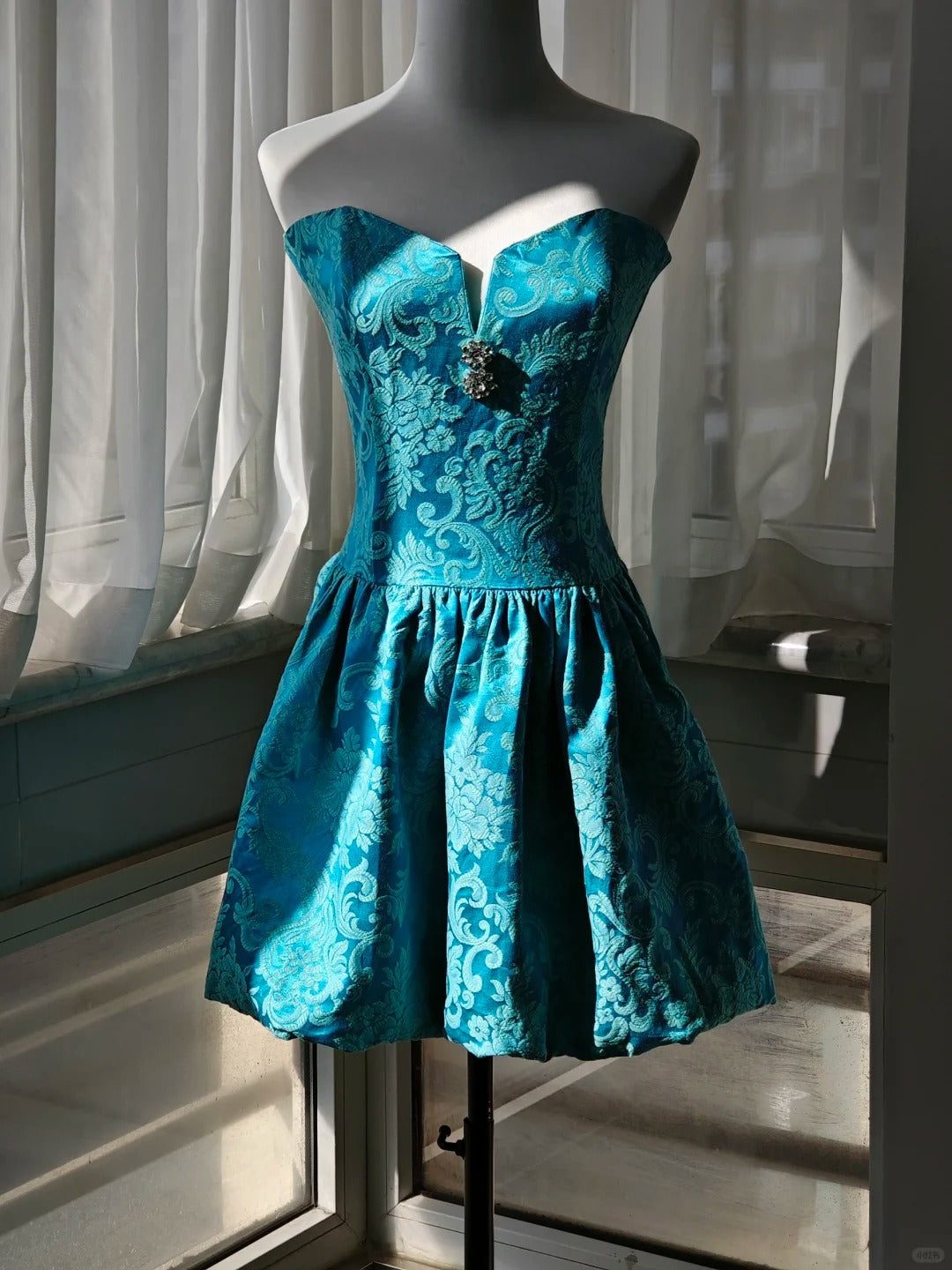 Pfauenblaues kurzes Homecoming-Kleid, Ballkleid, Abendkleid, gh4337
