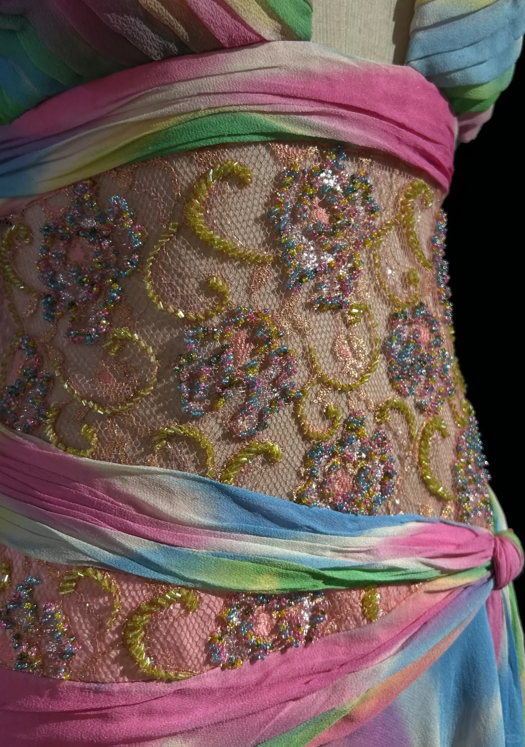 ✨Girlhomeshops-Rainbow Tie Dye Halter Beaded Chiffon Evening Gown gh10156
