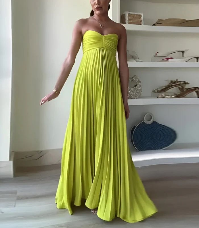 Gelbes, elegantes, langes Chiffon-Ballkleid, Abendkleid für Hochzeitsgäste, Partykleid gh3430