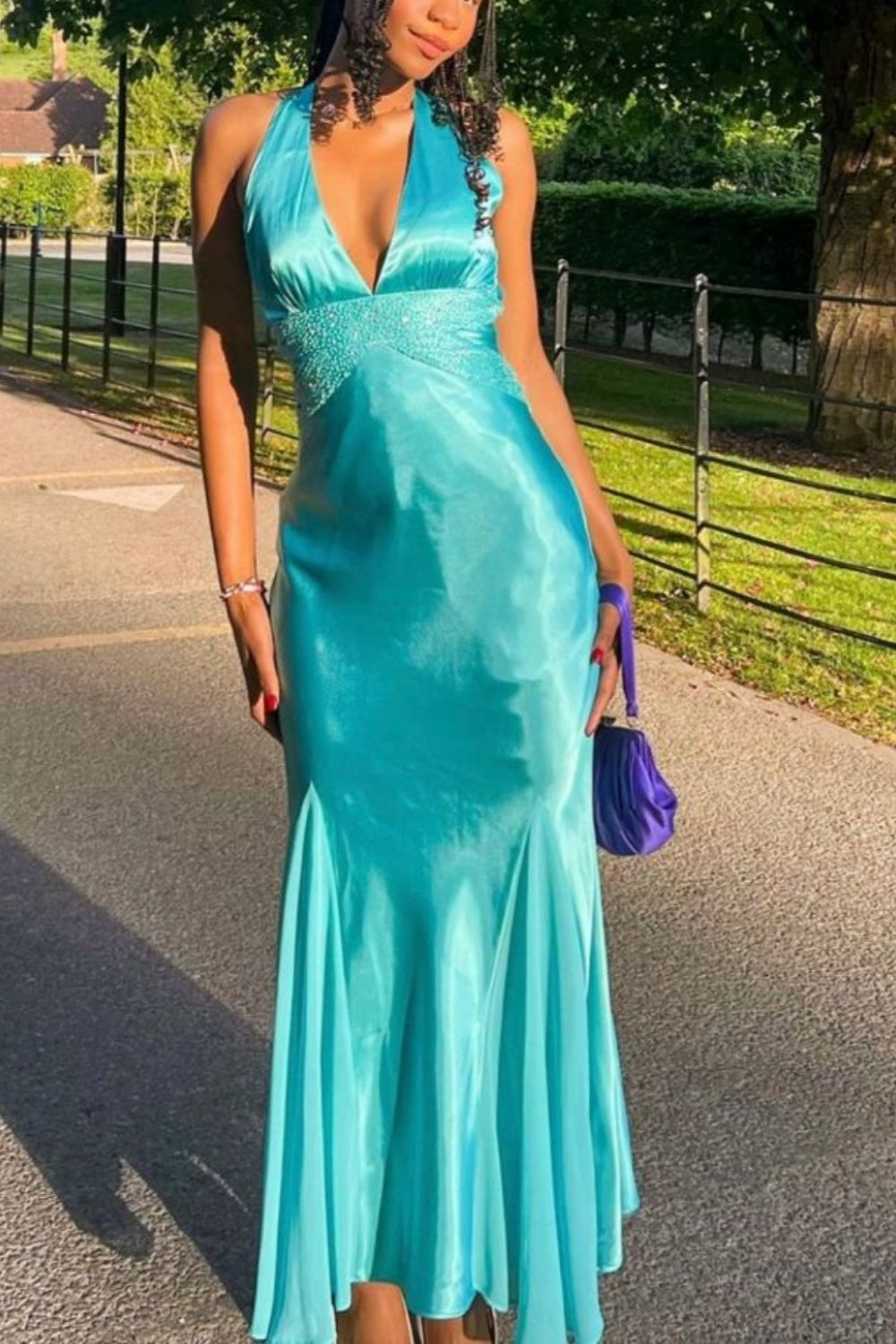 girlhomeshops-FNouvelle robe bleue habillée gh6115