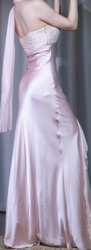 ✨Girlhomeshops-Strapless Nude Pink Ball Gown Prom Dress, Rose Beaded Embroidery Evening Gown gh9953