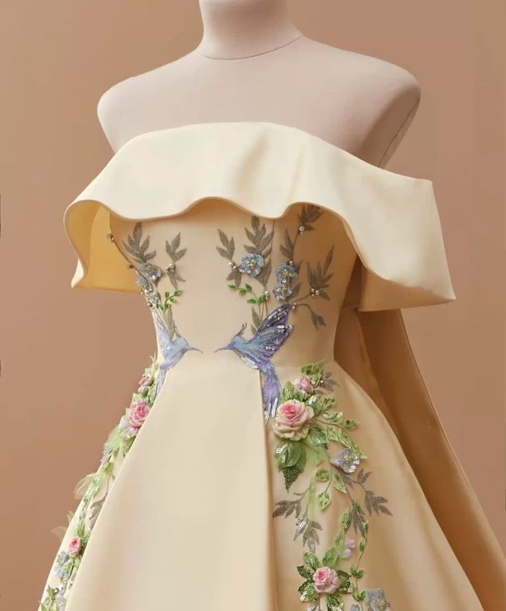 Robe de soirée longue en satin à fleurs exquises et magnifique, sur mesure, jaune, gh3148