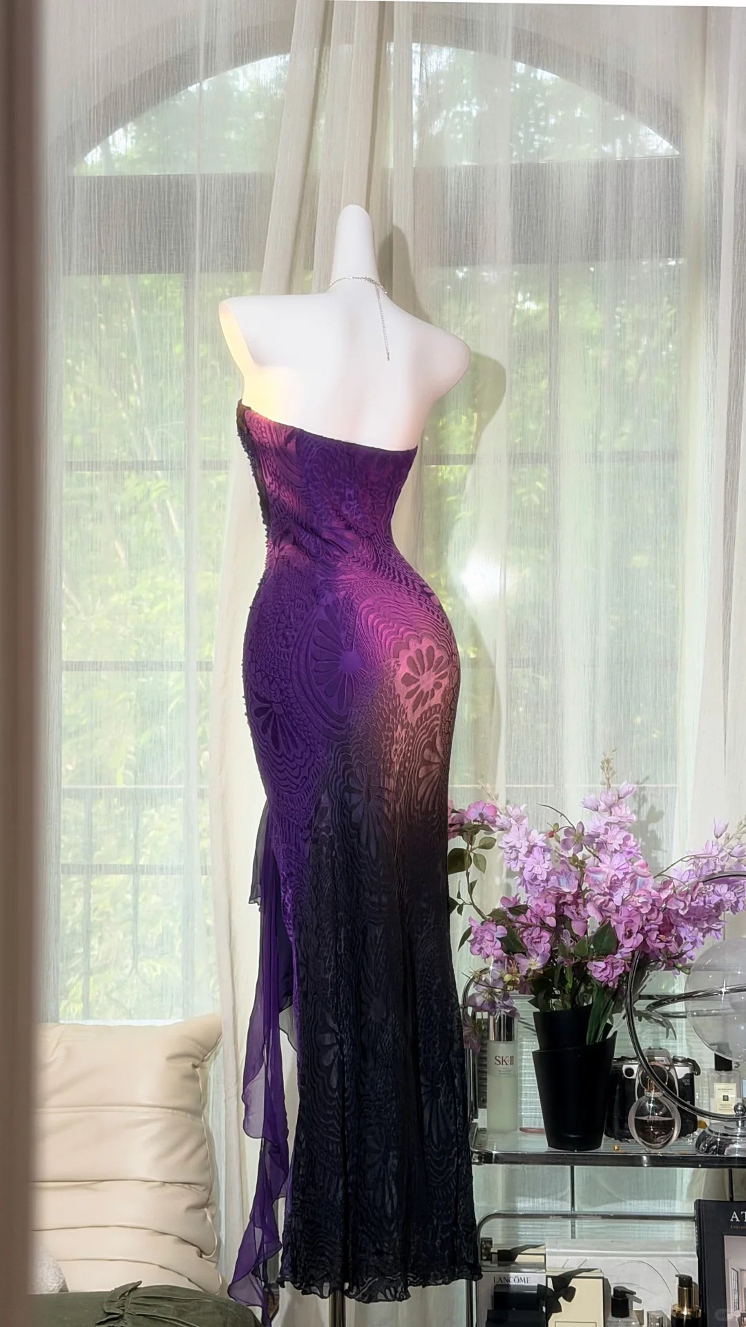 Purple Black Ombre Strapless Sweetheart Fully Beaded Mermaid Evening Dress, Prom Gown gh9516