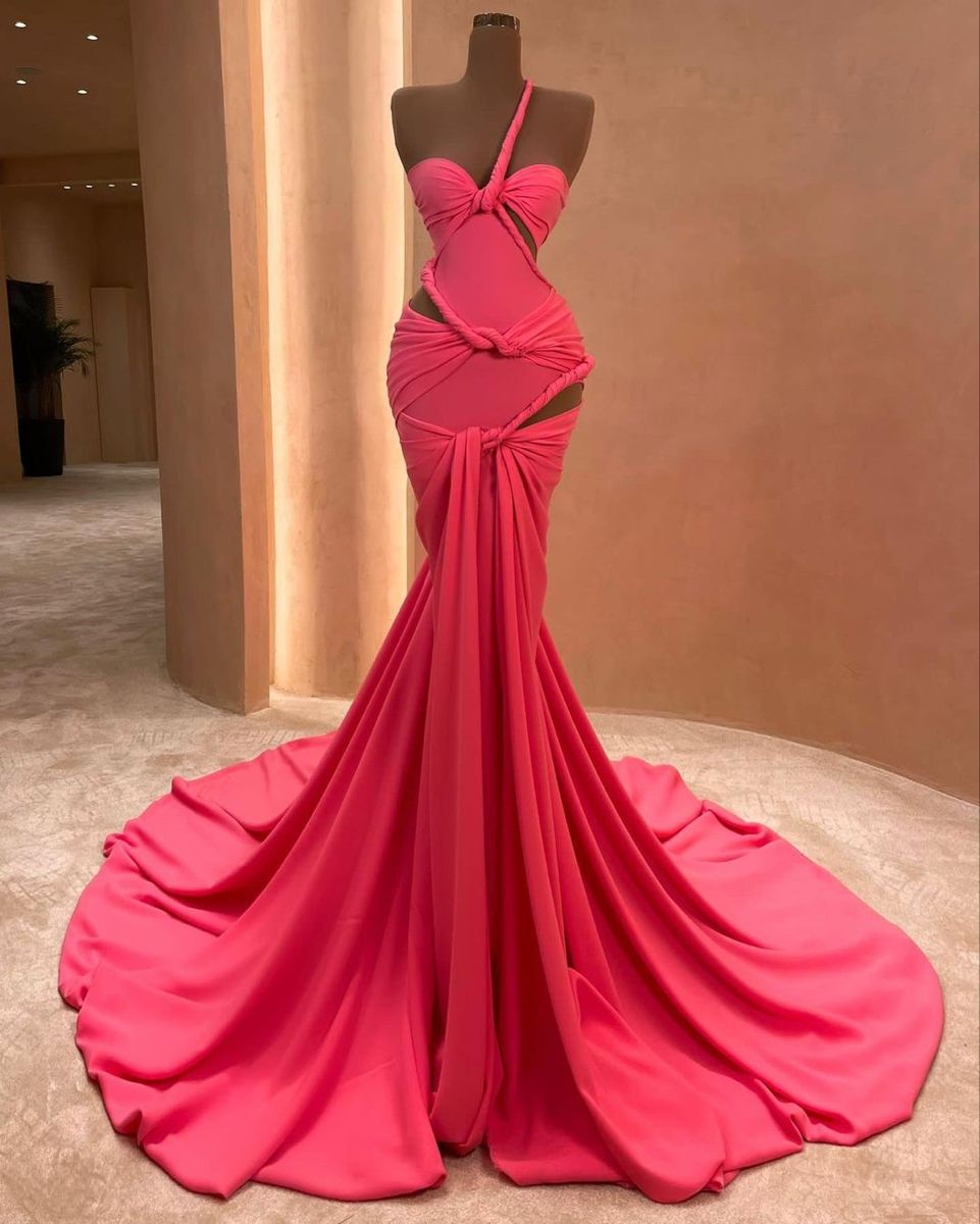 Girlhomeshops - Rosa, modisch, sexy, elegant, lang, Chiffon-Satin, Ballkleid, Abendkleid, gh5041