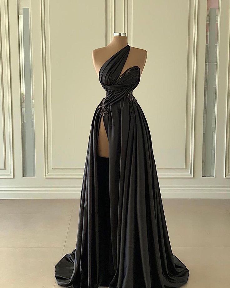 Schwarzes wunderschönes sexy langes Satin-Elegantes Ballkleid-Abendkleid-Partykleid gh3280