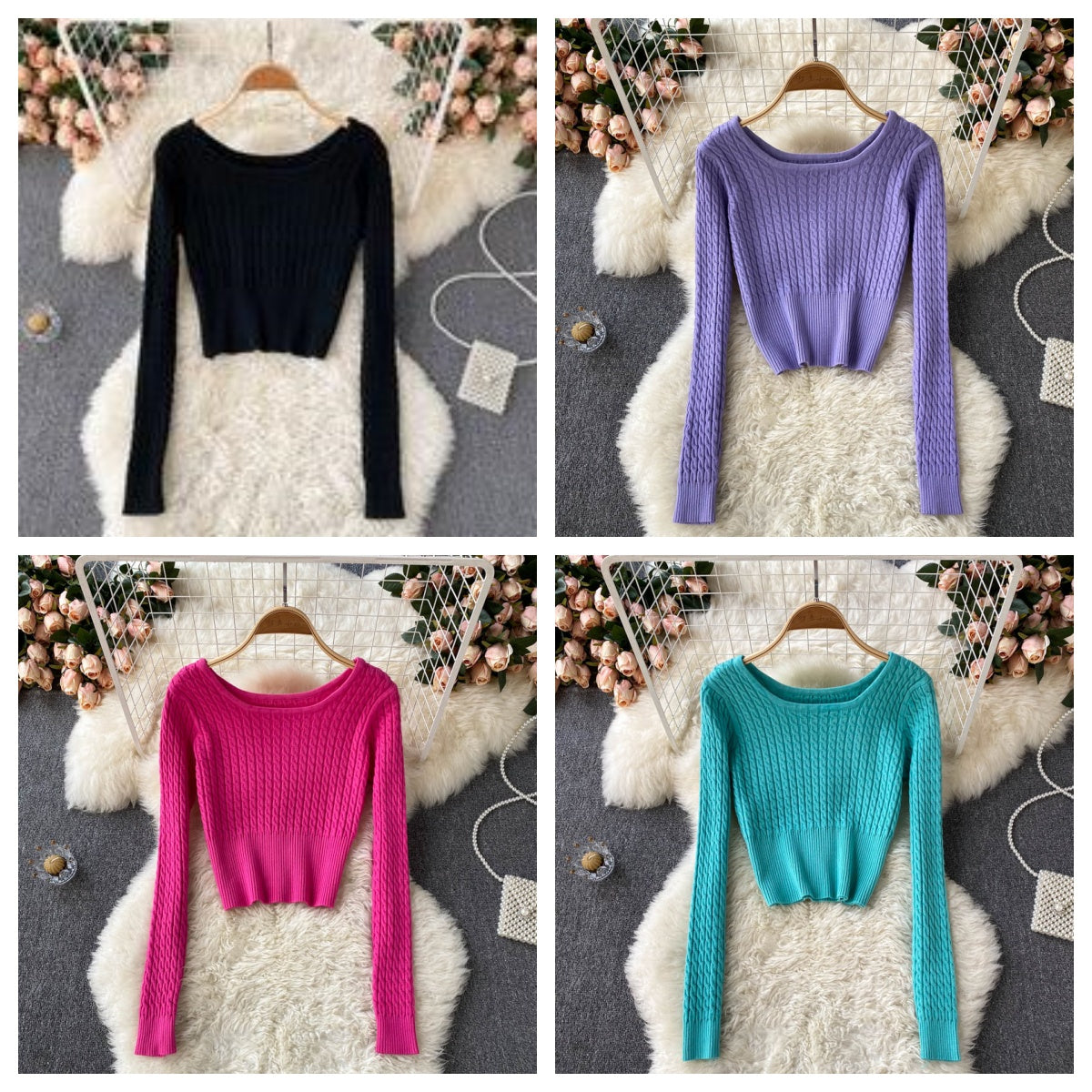 Langärmliger, schmal geschnittener Strickpullover 1599