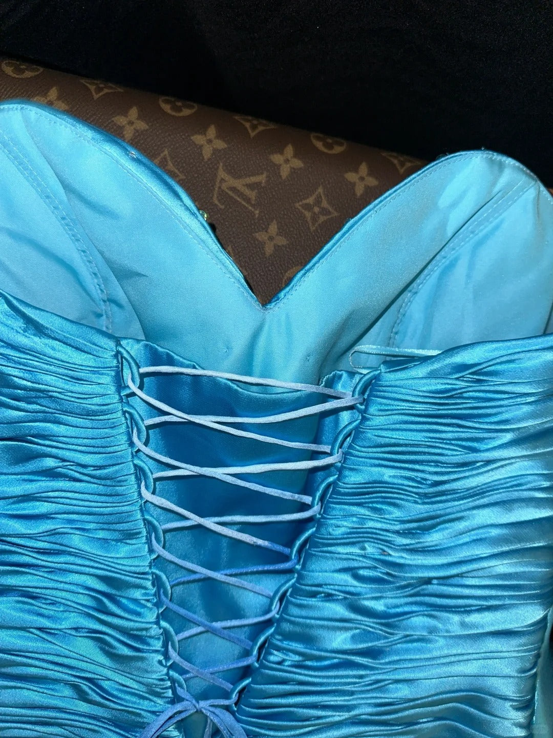 Robe de soirée longue en satin bleu avec strass, magnifique robe de soirée, robe d'anniversaire, gh4457