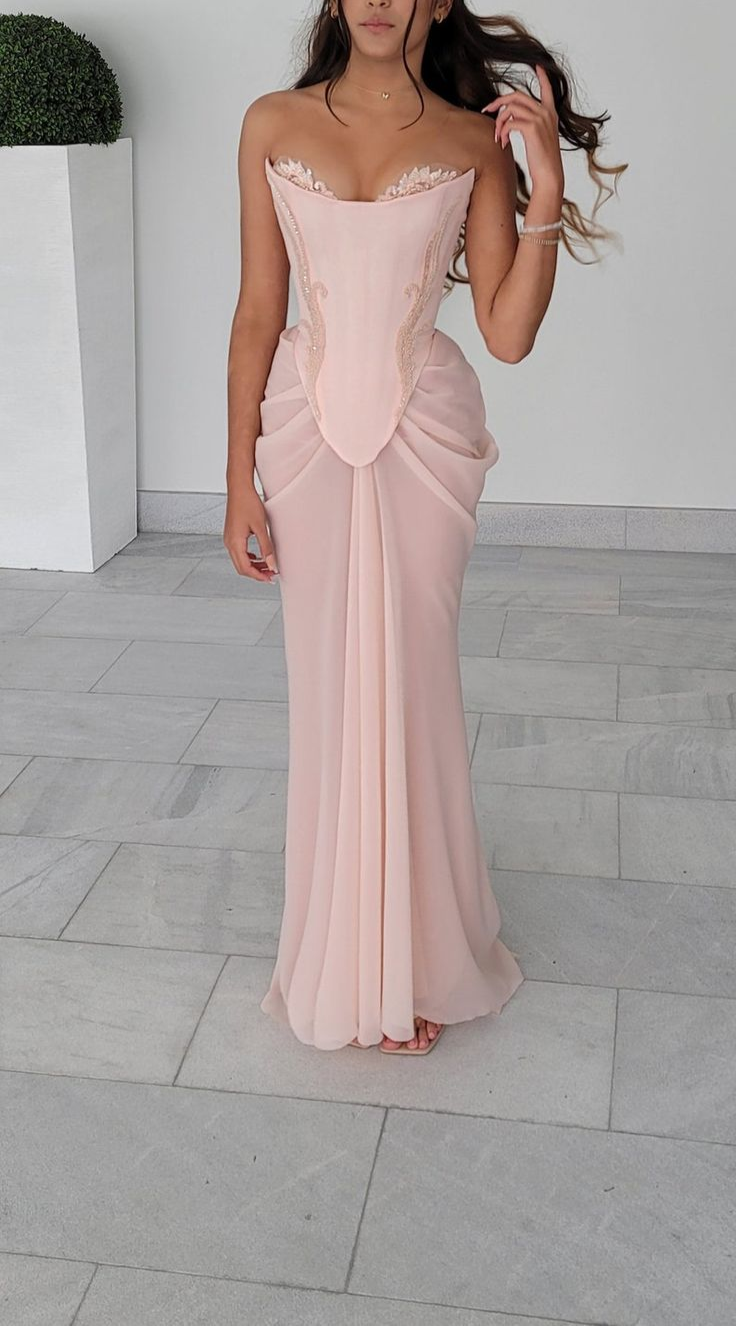 Robe de soirée élégante en dentelle perlée vintage rose gh2926