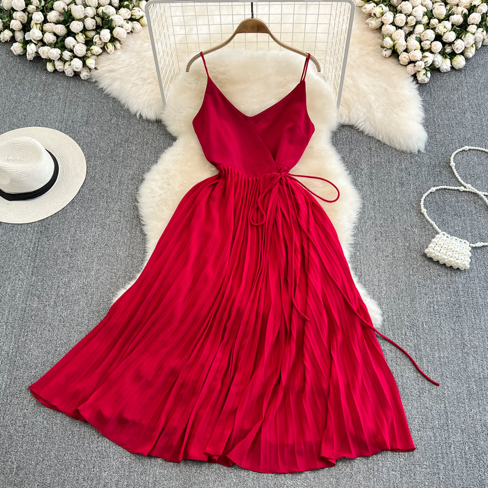 Edge fake style beach skirt sexy backless large Pleated Dress 11107