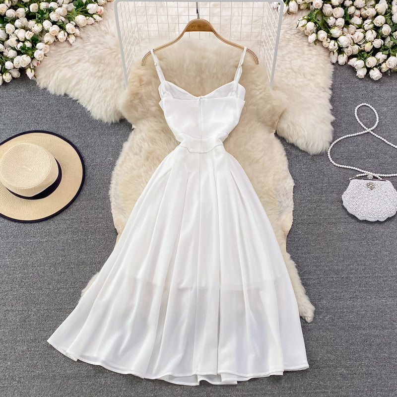 Weißes Chiffon A-Linie kurzes Kleid Fashion Dress 10896