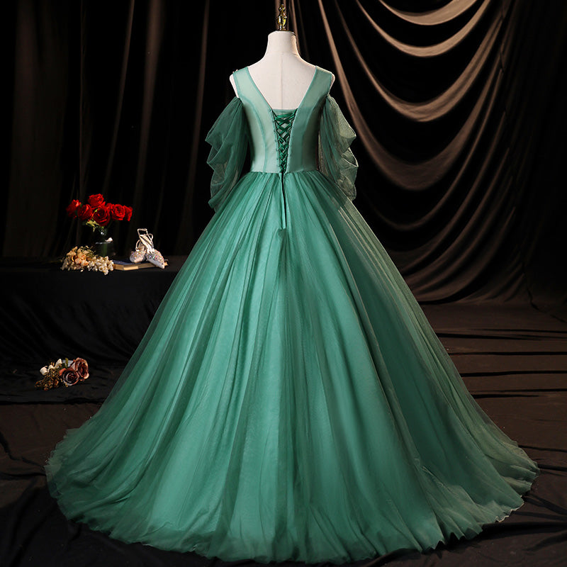 Grünes Tüll langes Ballkleid in A-Linie Grünes Abendkleid 10635