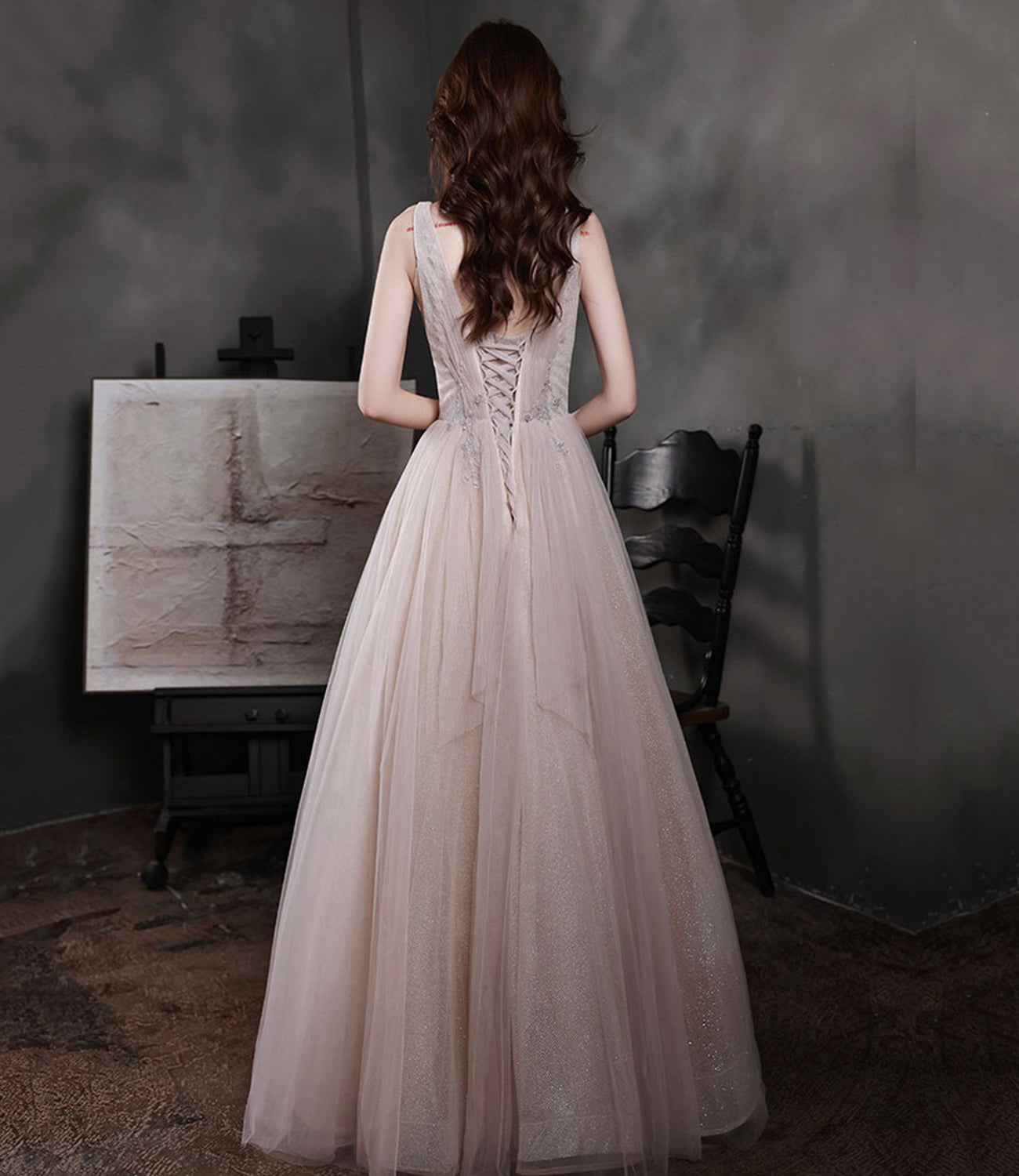 Elegantes langes Ballkleid aus Tüll Abendkleid in A-Linie 10652