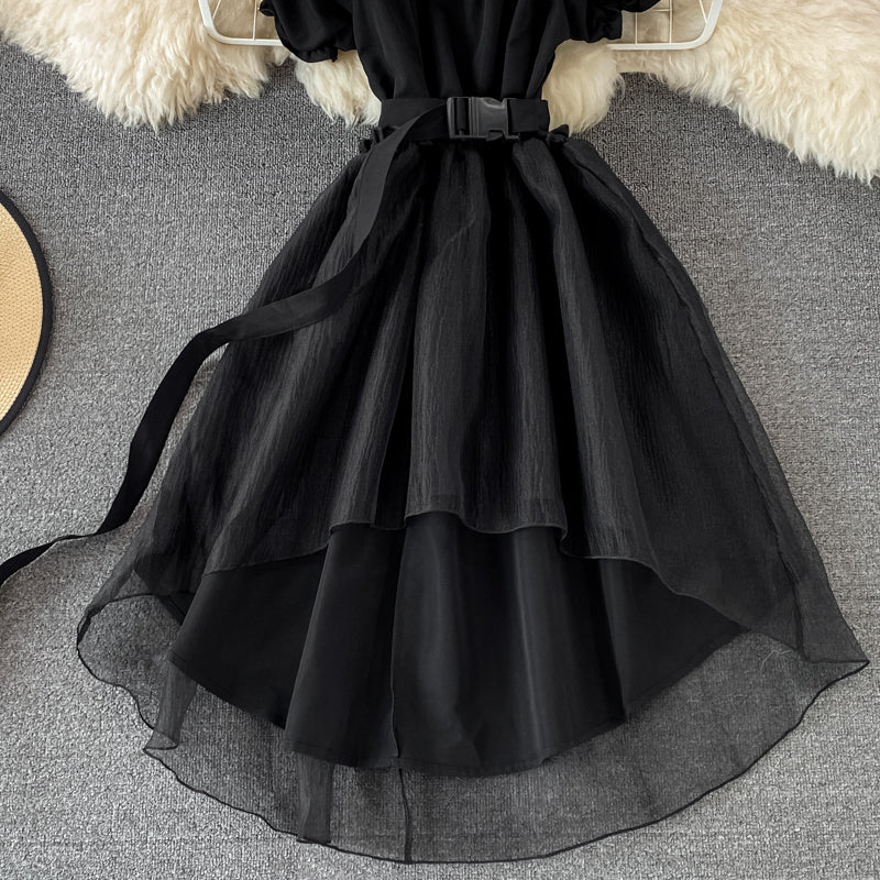 A Line High Low Dress White Fashion Dress Black A Line Dress 10678