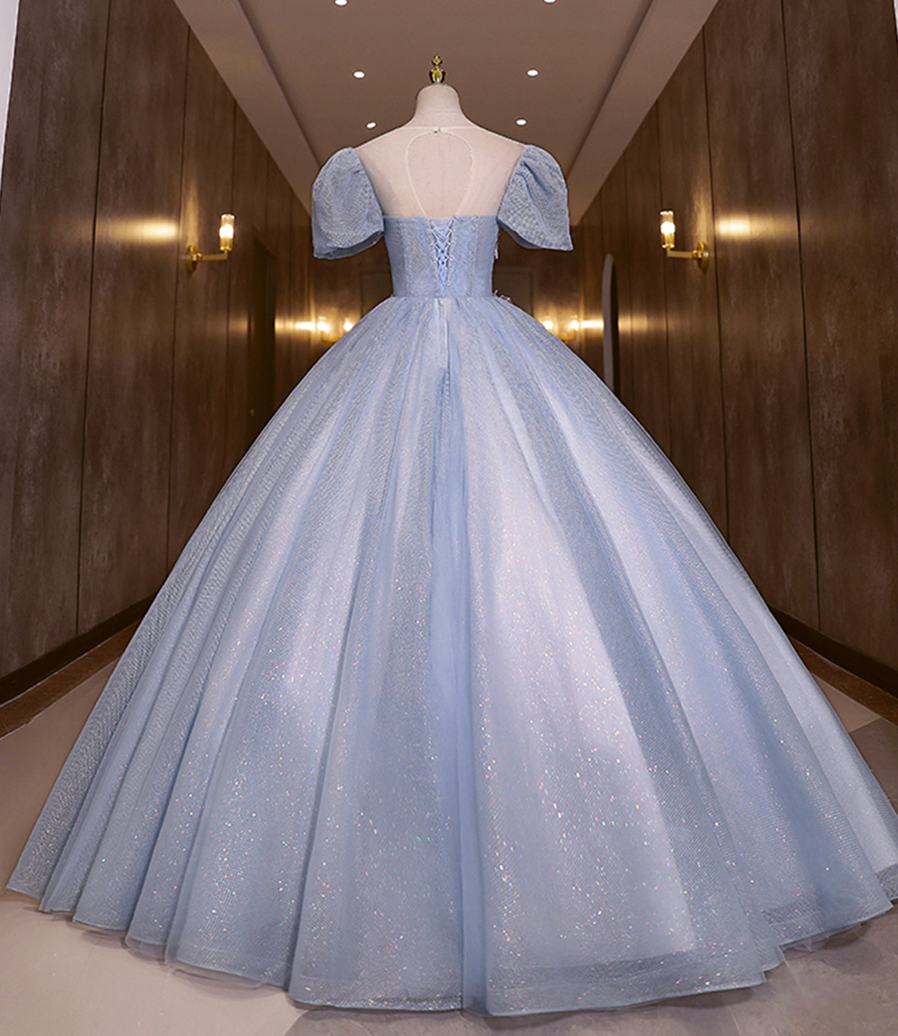 Blaues, glänzendes, modisches, elegantes, exquisites Tüll-Spitzenkleid mit Blumenapplikationen, langes Ballkleid, Abendkleid, Abschlusskleid 10259