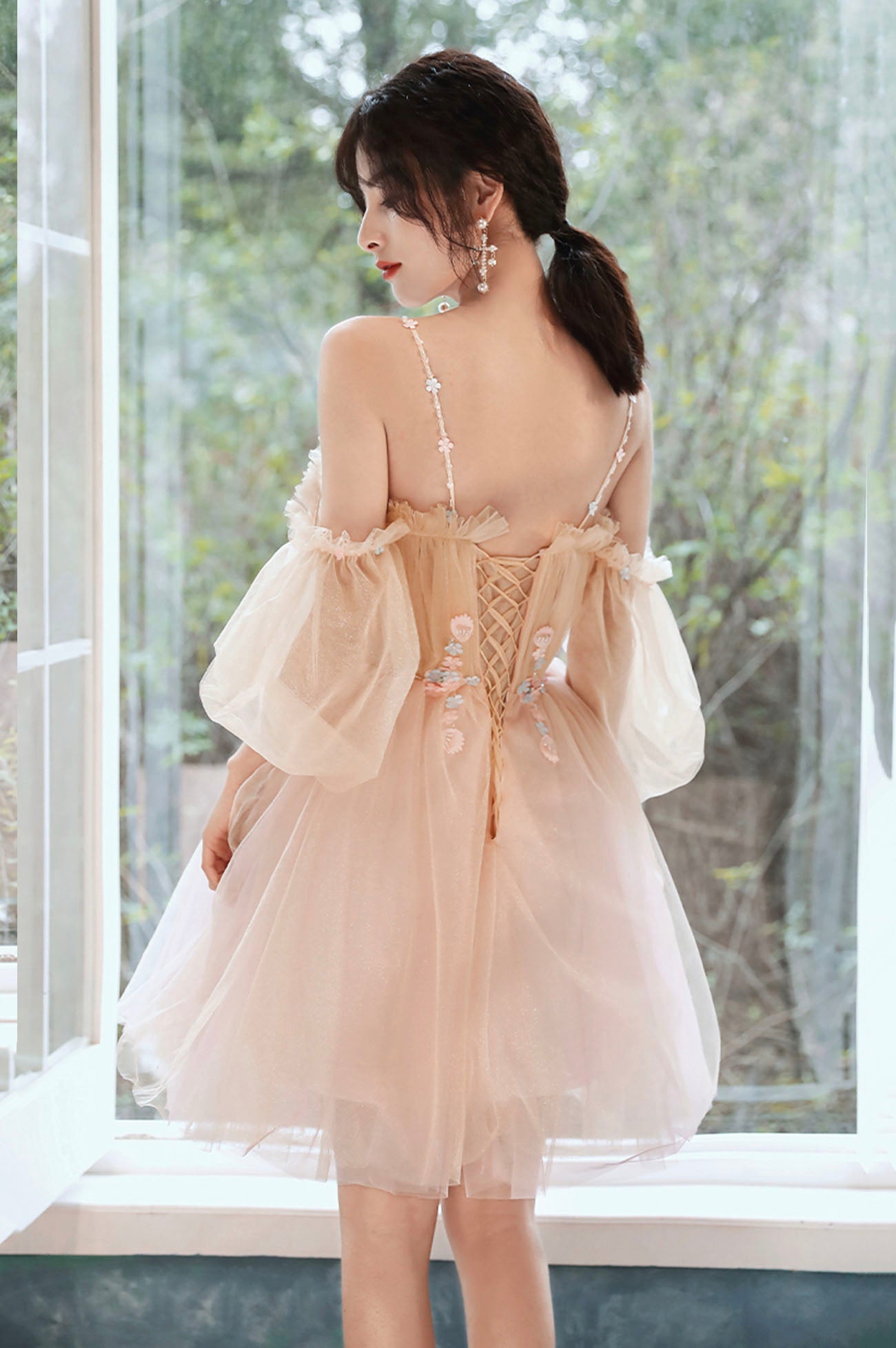 Cute tulle applique short prom dress homecoming dress 10608