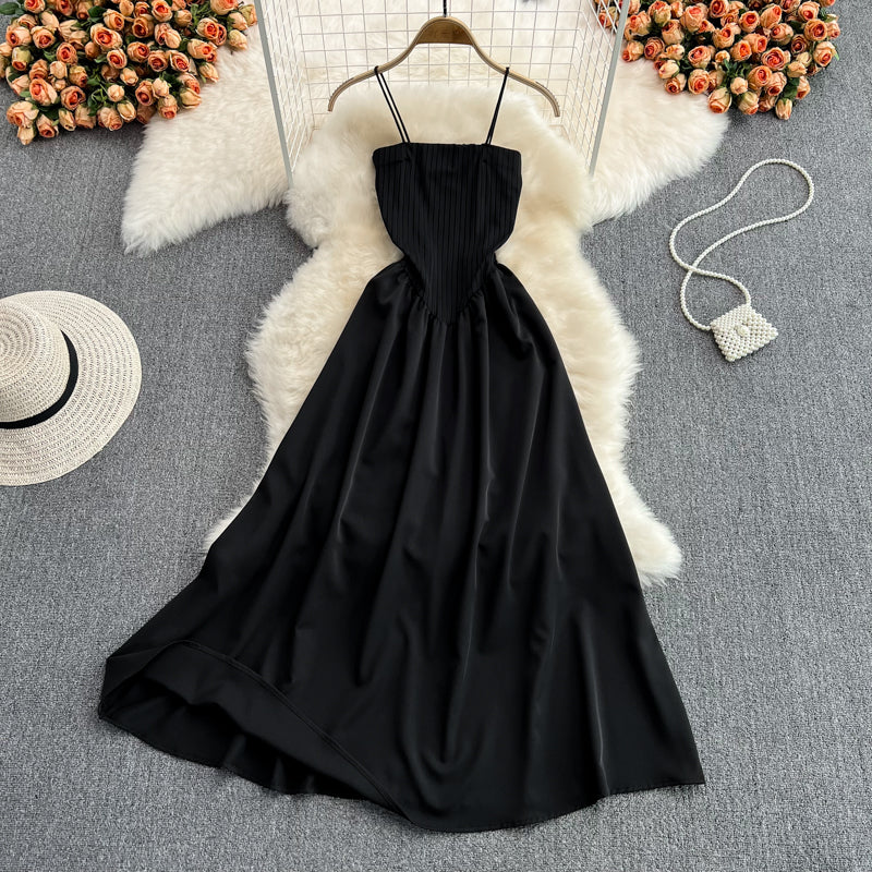 Schwarzes A-Linie Off-Shouler-Kleid Modekleid 10838