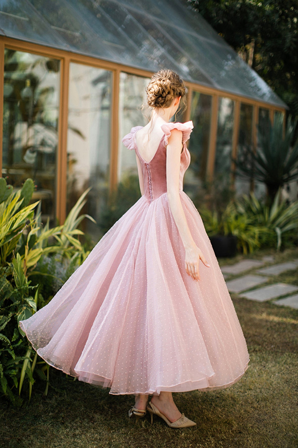 Pink/Red Cute A-line Long Prom Dress Evening Dress Graduation Party Dress 8646