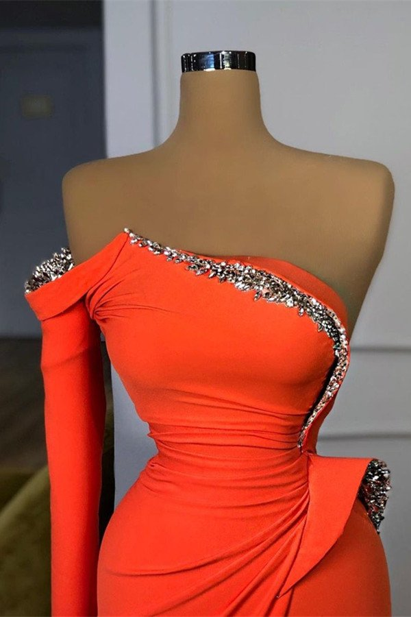 Orange Long Sleeves Prom Dress Mermaid With Sequins gh672