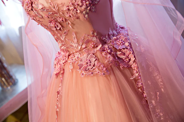 Pink Tulle Sweet 16 Party Dress With Lace Applique, Long Formal Gown gh973