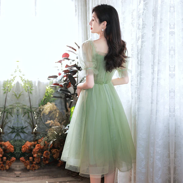Robe de soirée courte en tulle vert ravissante, robe de bal courte verte, robe de soirée formelle gh4