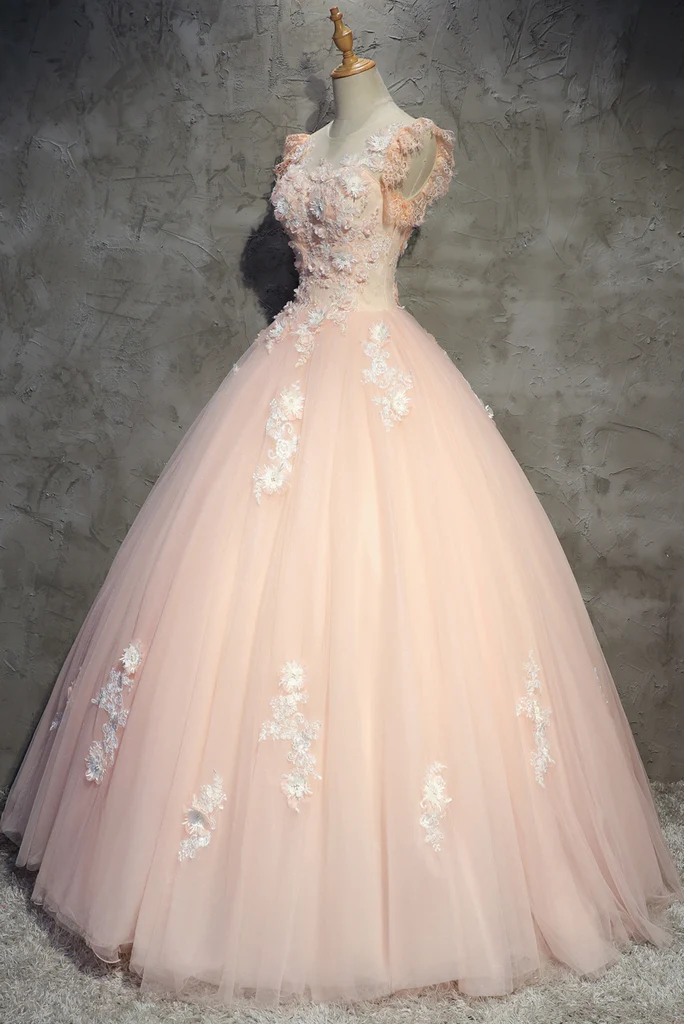 Ballkleid mit Rundhalsausschnitt in Eelgantrosa, Sweet 16-Kleider in Rosa gh397