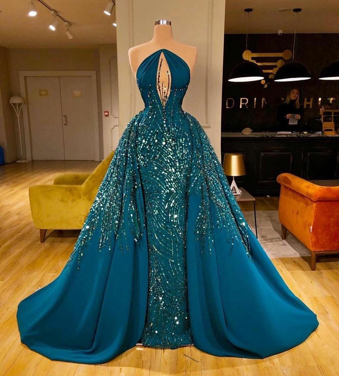 Perlen-Abschlussballkleid, Abendkleider, marineblaues Abschlussballkleid, Kristall-Abschlussballkleid, Meerjungfrau-Abendkleid, formelle Kleidung, arabische Partykleider gh2181