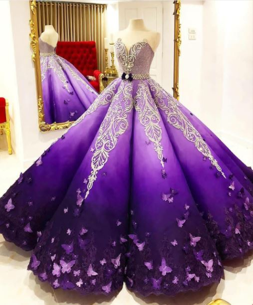 Lila langes wunderschönes Ballkleid mit herzförmigem Ausschnitt, Ballkleid, Abendkleid aus Satin mit Schleppe und Applikationen, gh2020