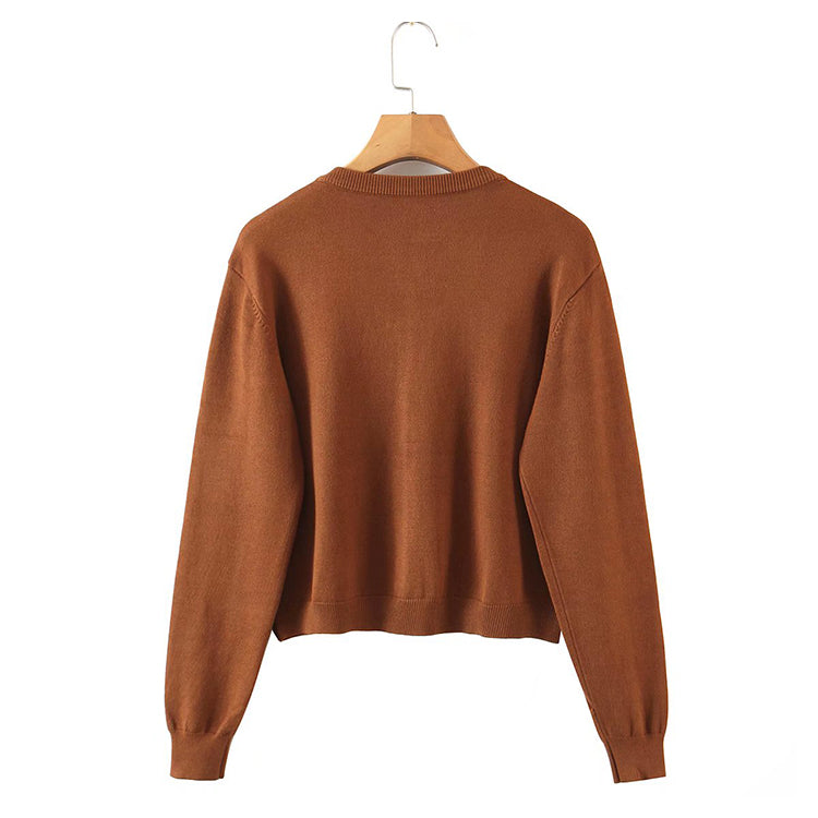 Autumn sensational foreign style short round neck knitted cardigan 7719