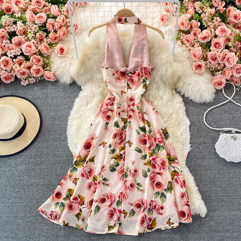 Süßes Blumenkleid in kurzer A-Linie Modekleid 449