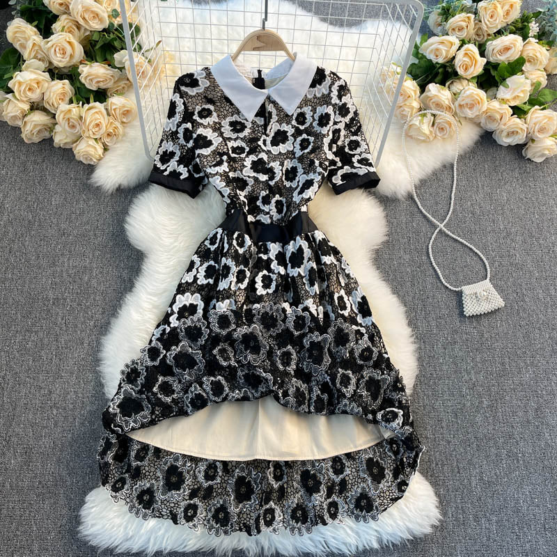 Niedliches kurzes A-Linien-Kleid aus Spitze, Modekleid 426
