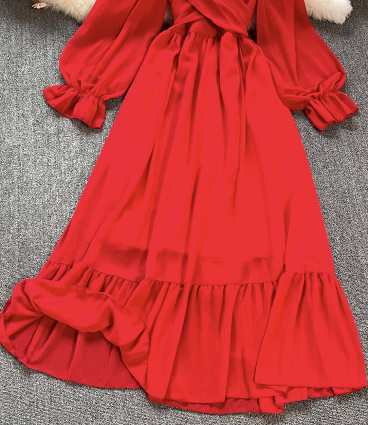 A line chiffon long sleeve dress fashion dress 644