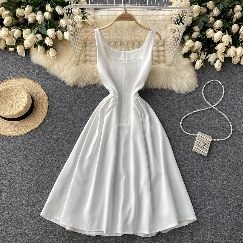 White A line short dress fashion dress 461