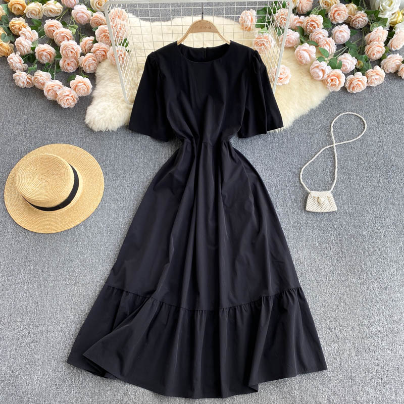 Süßes A-Linien-Modekleid mit Rundhalsausschnitt 521
