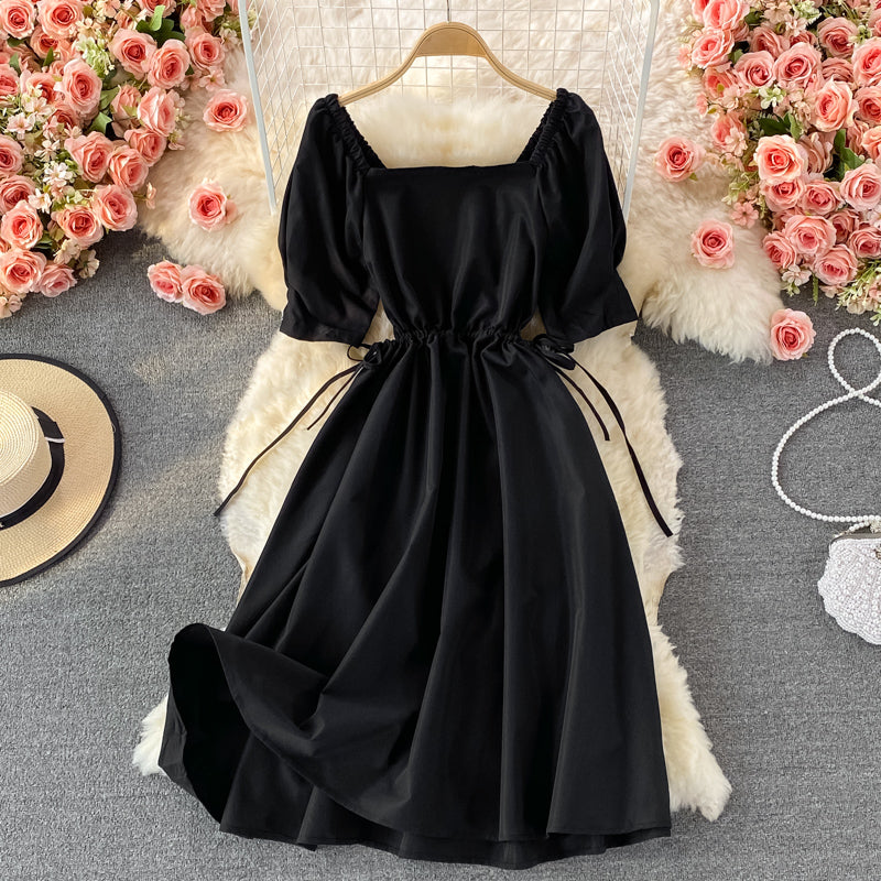 Black A line short dress fashion dress 487