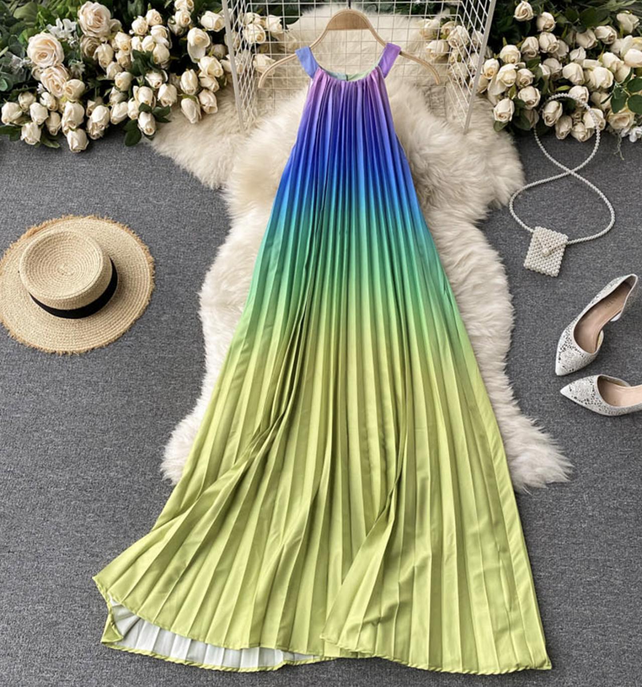 Cute gradient off-the-shoulder dress 681