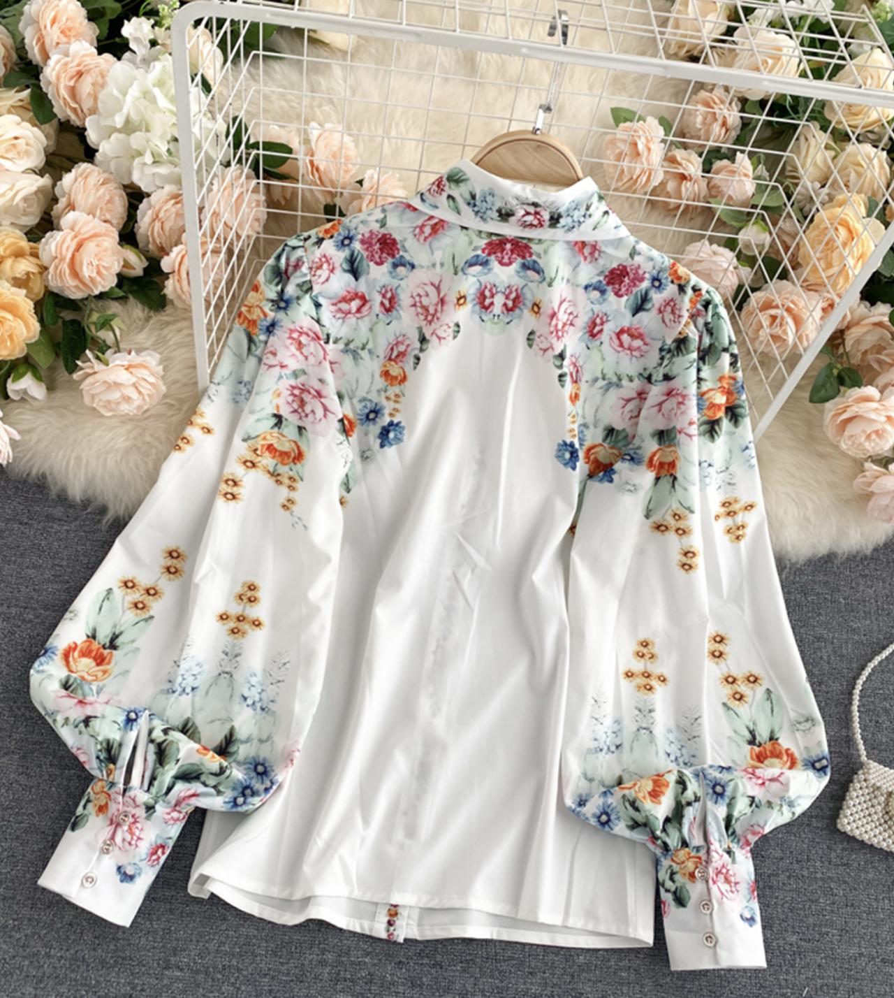 Stilvolles Blumenkleid Langarmkleid 336