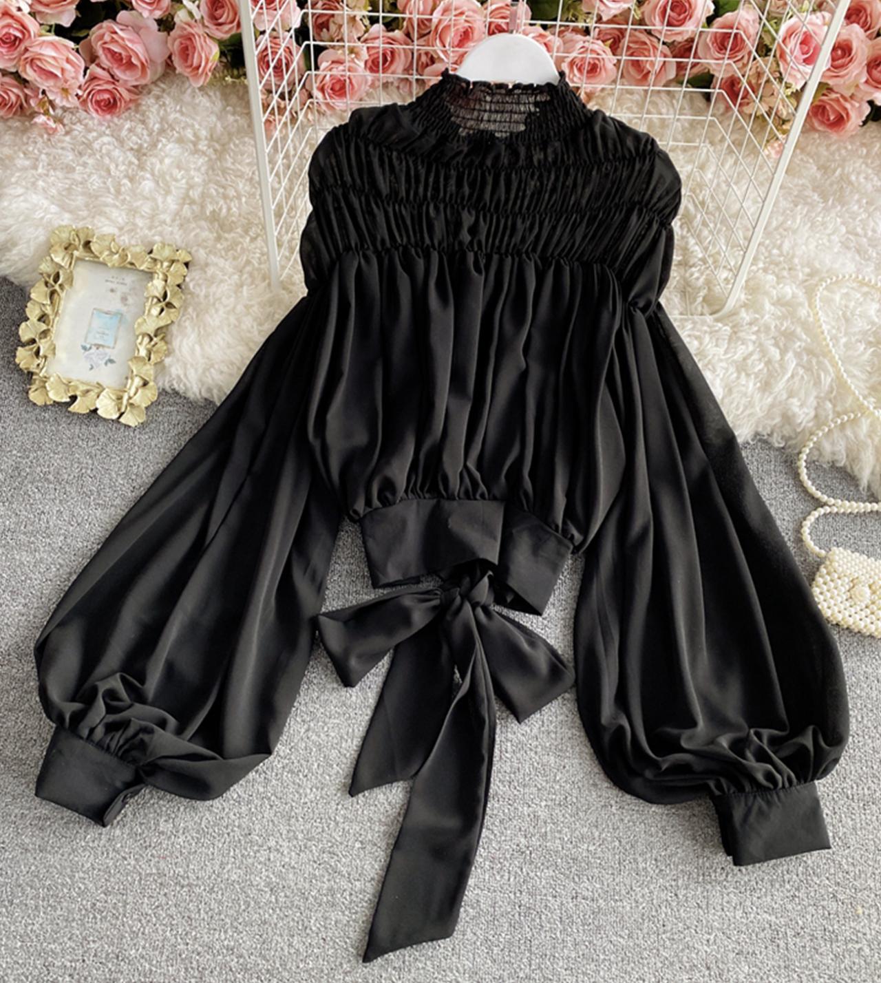 Stylish chiffon long sleeve tops 337