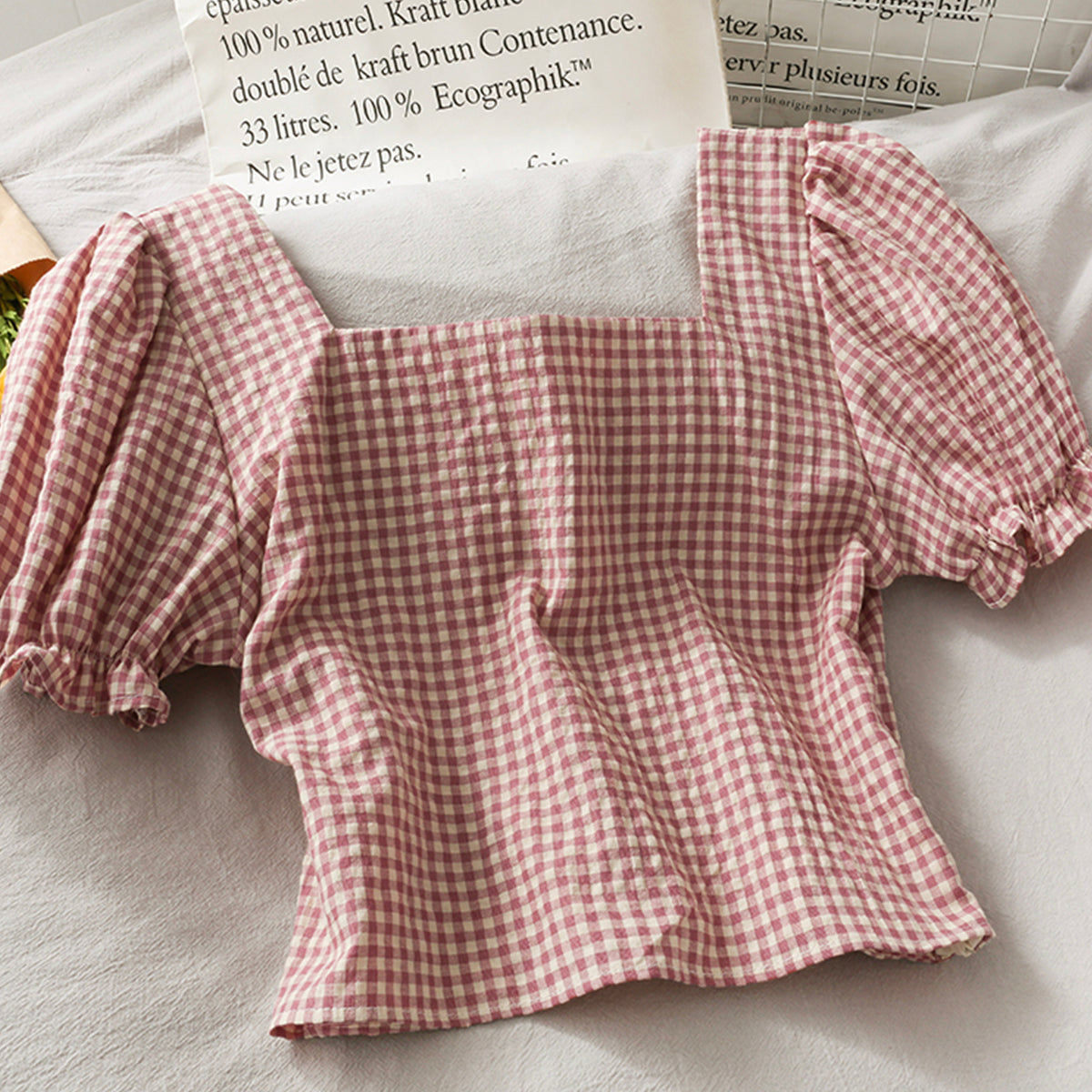 Cute Plaid Short Sleeve Top 301