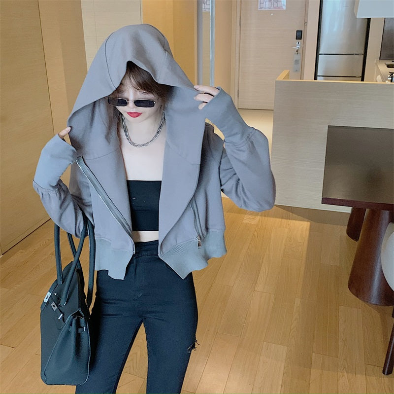 Stylish long sleeve hoodie short jacket 274