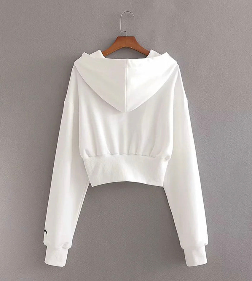 Sweat à capuche blanc simple à manches longues 218