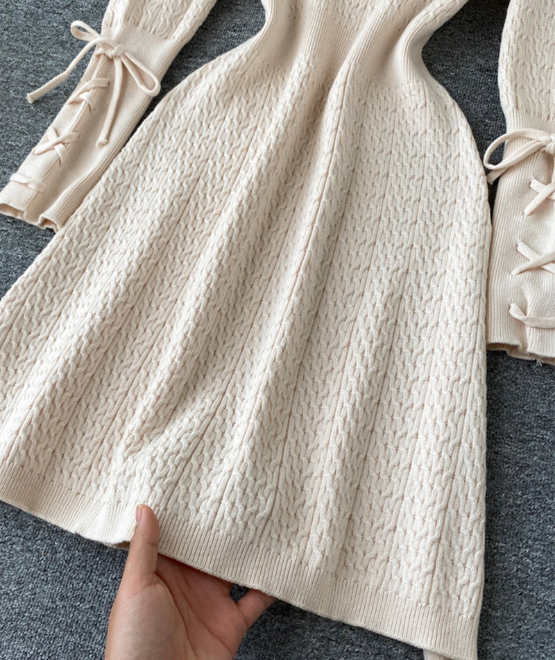 Knitted long sleeve dress sweater dress 193